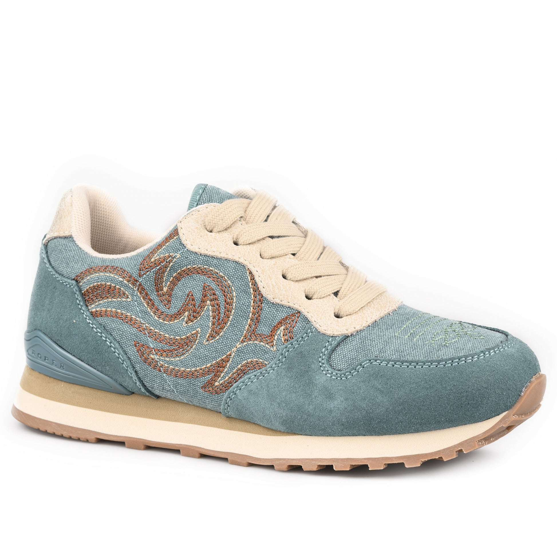 Roper Ladies Turqouise Suede and Western Stitch Joggers