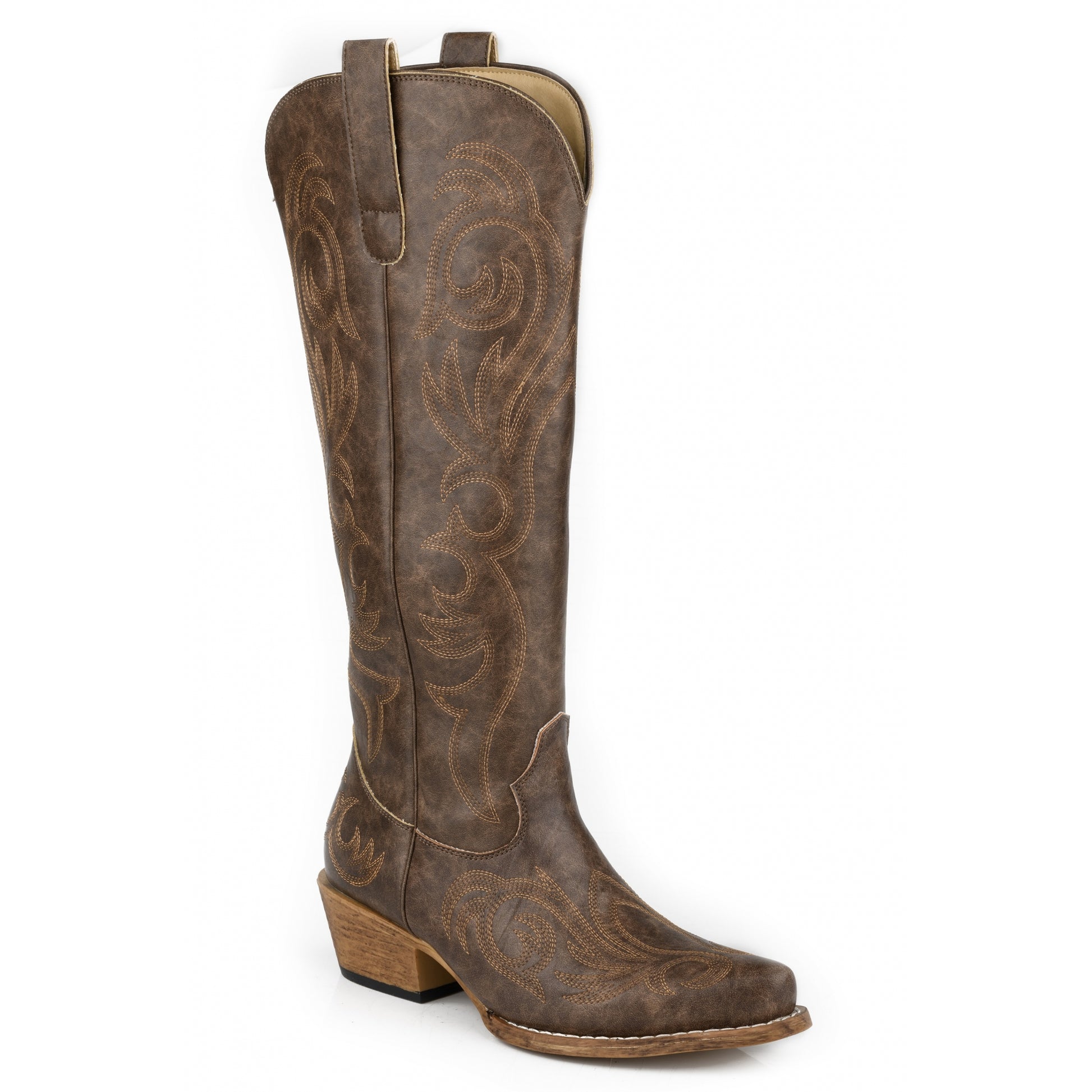 Roper Ladies Brown Boots with Embroidery