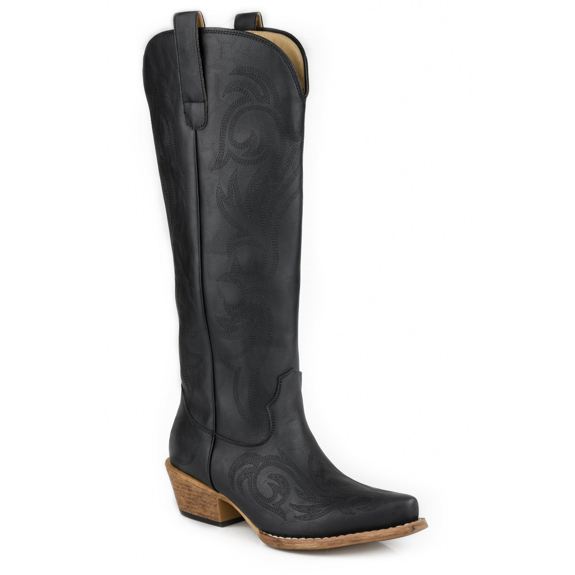 Roper Ladies Black Boots with Embroidery