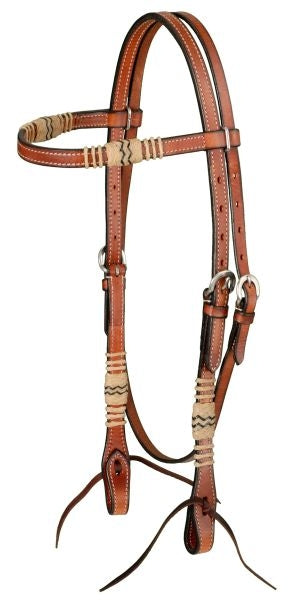 Browband Headstall With Braided Rawhide
