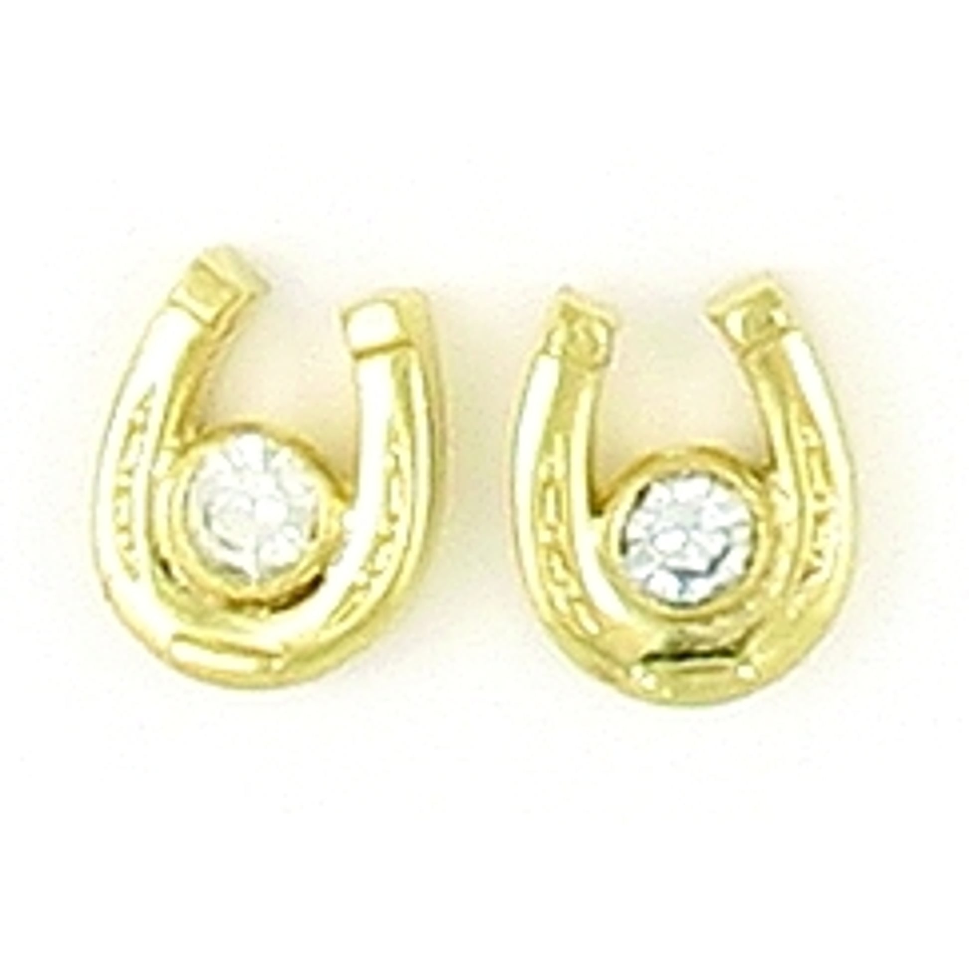 Finishing Touch Horseshoe with Bezel Stone Earrings