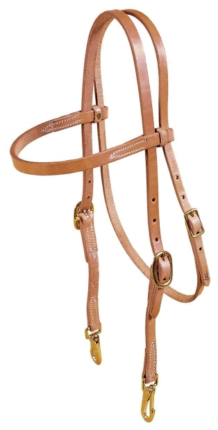 Tory Leather Browband Single Ply Training Headstall - Brass Snaps