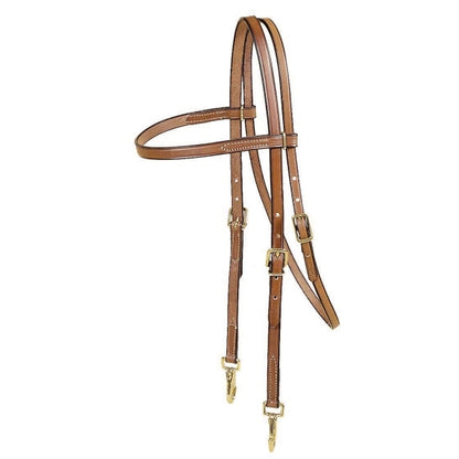 Tory Leather All-Weather Brow Band Headstall with Solid Brass Snaps