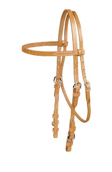 Tory Leather 5/8" Single Ply Browband Headstall with Nickel Buckle Bit Ends