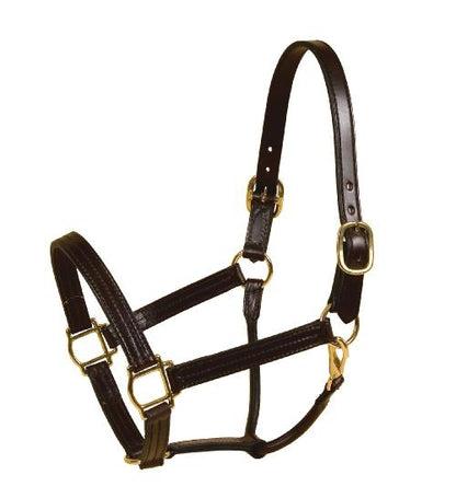 Tory Leather Triple Stitched Halter - Snap & Brass Hardware