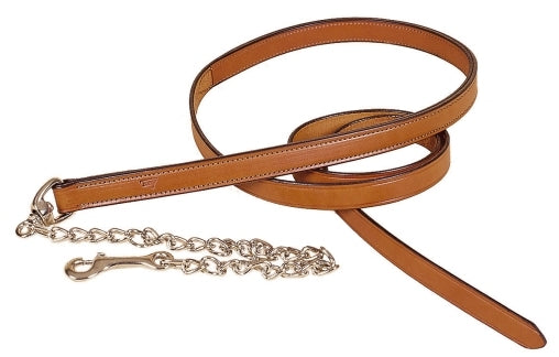Tory Leather Partial Double & Stitched Lead - Nickel Plated Chain