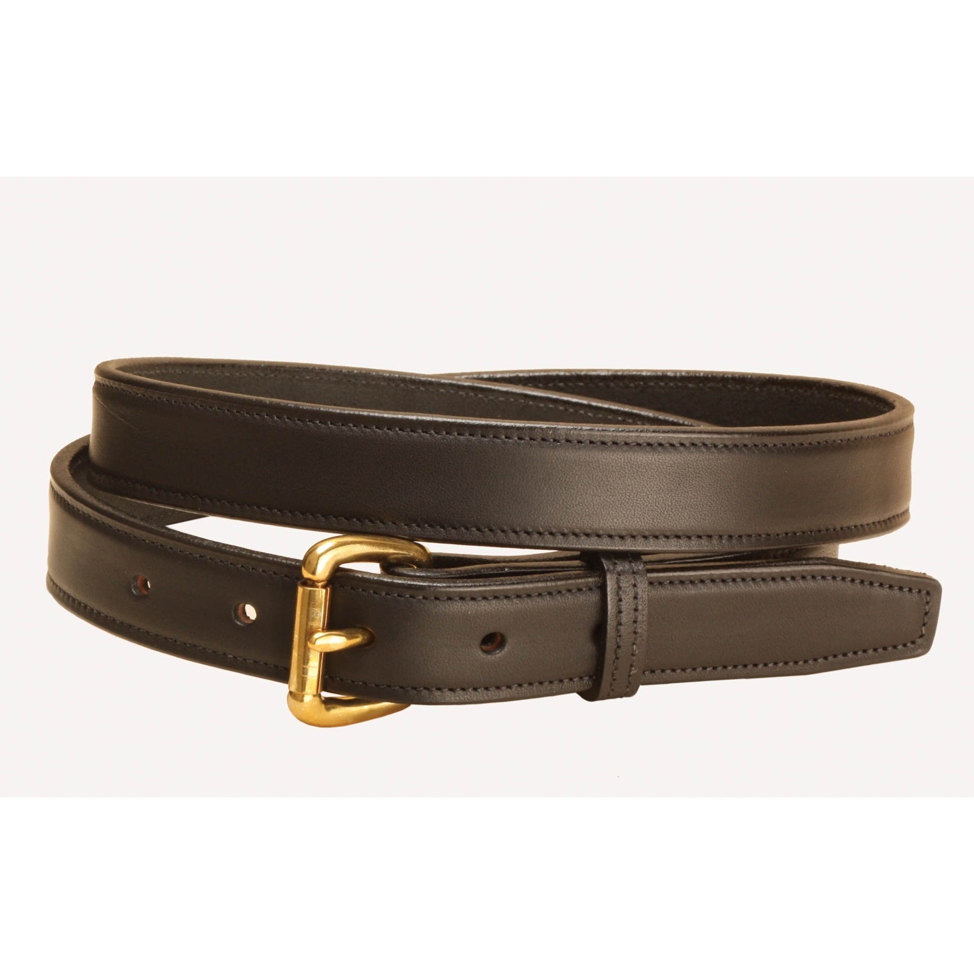 Tory Leather 1" Stitched Belt with Brass Buckle