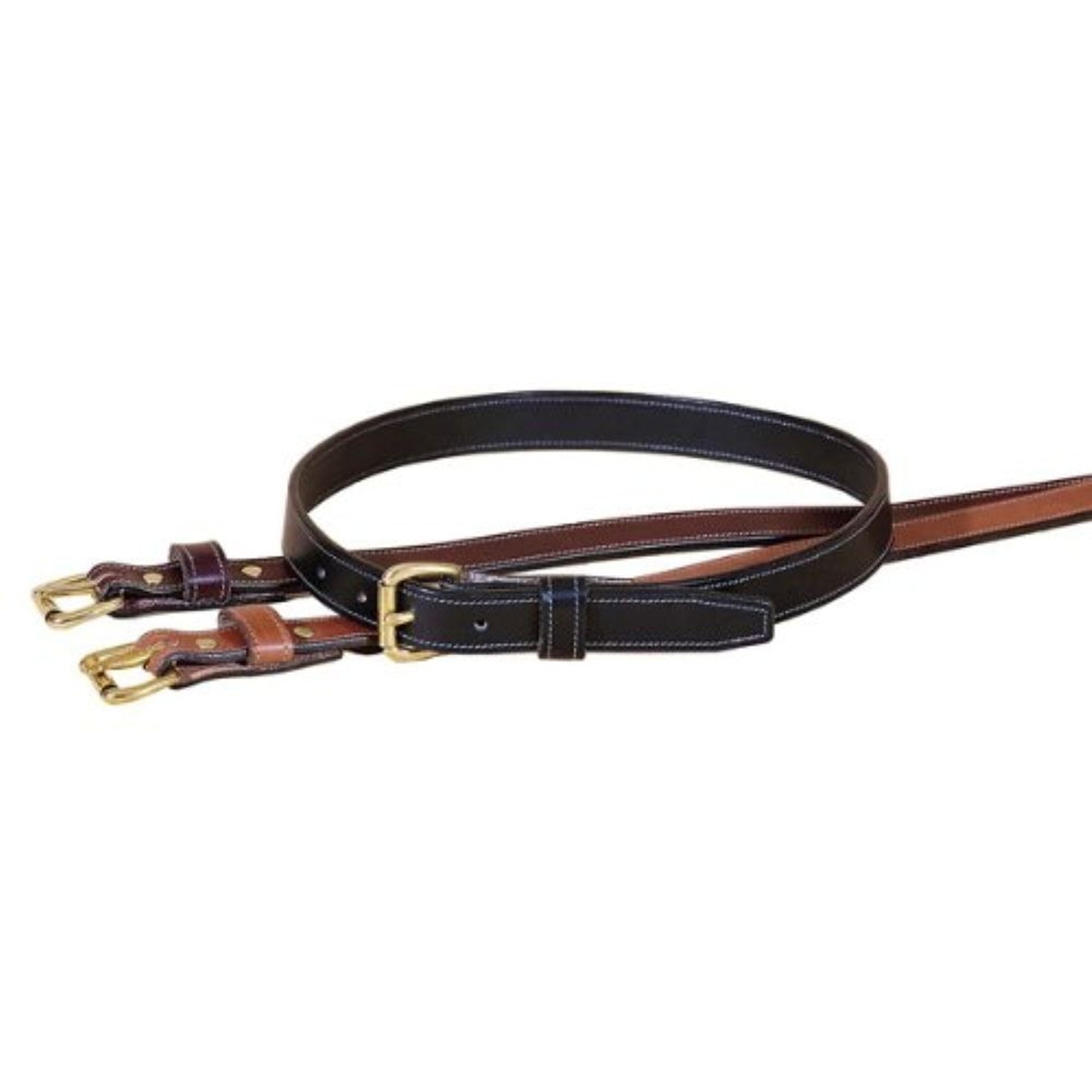 Tory Leather 1" Stitched Belt with Brass Buckle