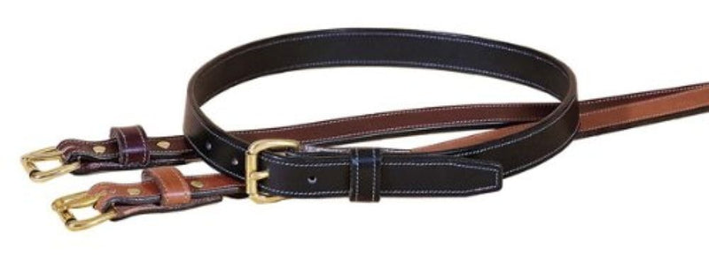 Tory Leather 1" Stitched Belt with Brass Buckle
