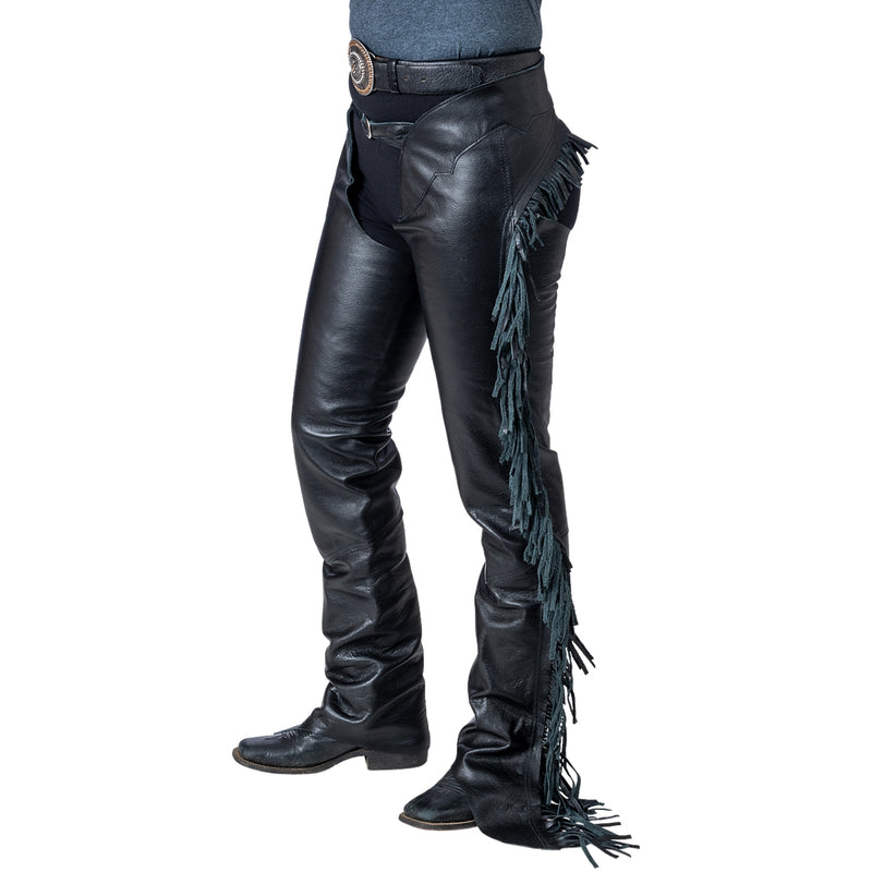 Tough1 Smooth Leather Chap with Fringe