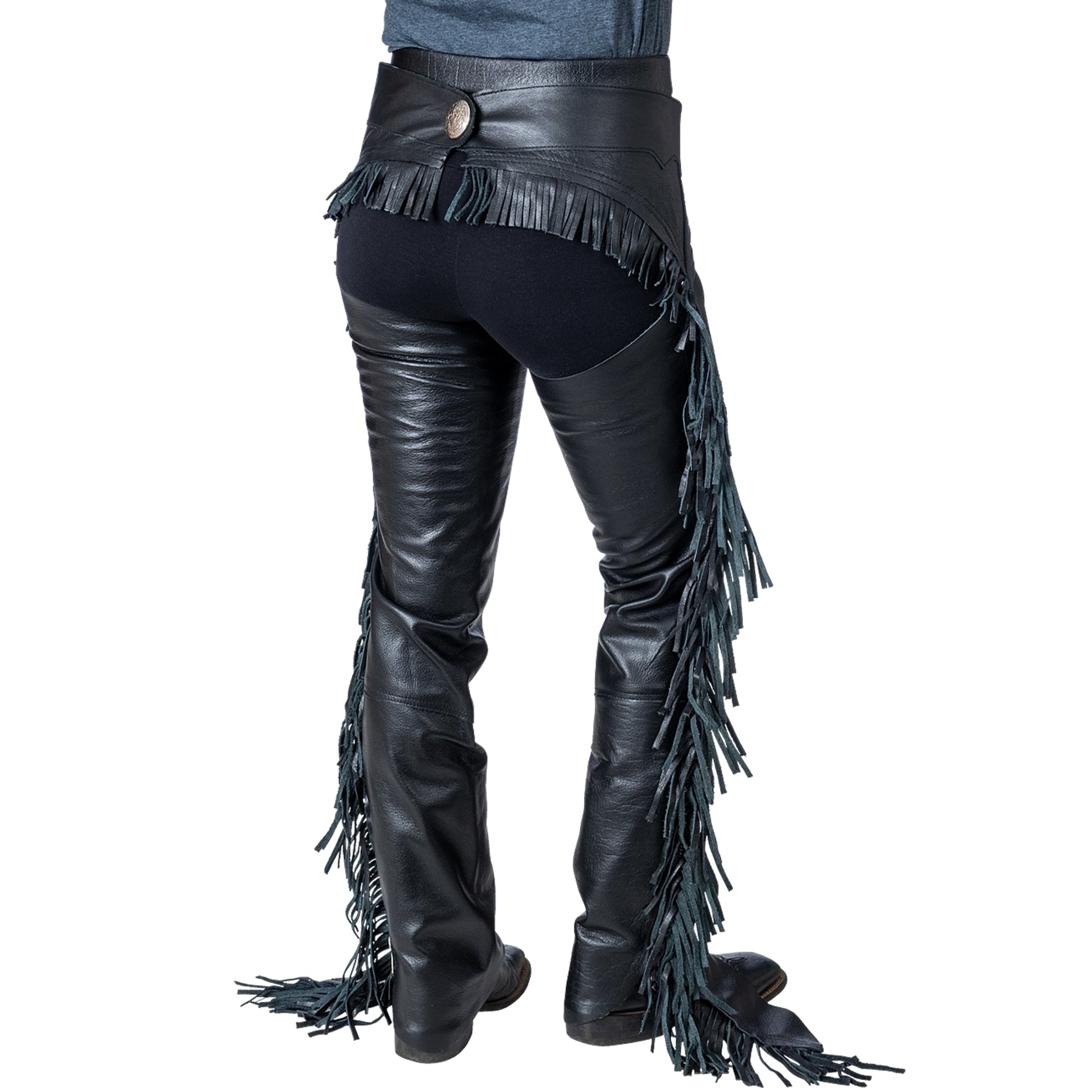 Tough1 Smooth Leather Chap with Fringe