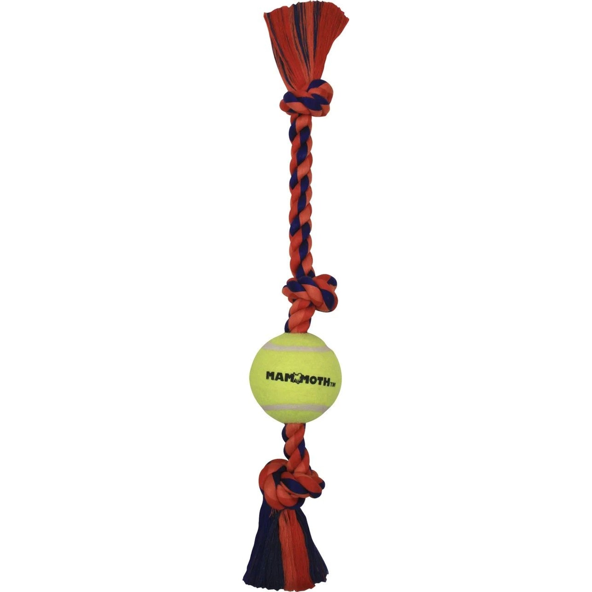 FLOSSY CHEWS THREE KNOT TUG WITH TENNIS BALL