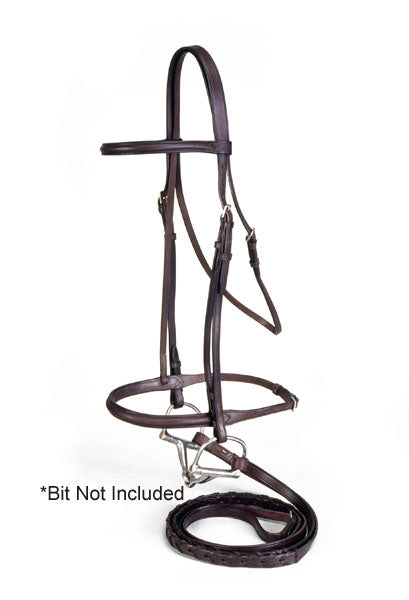 EquiRoyal Premium Leather Raised Snaffle Bridle With Laced Reins