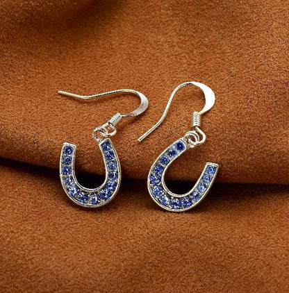 Rhinestone Horseshoe Dangle Earrings