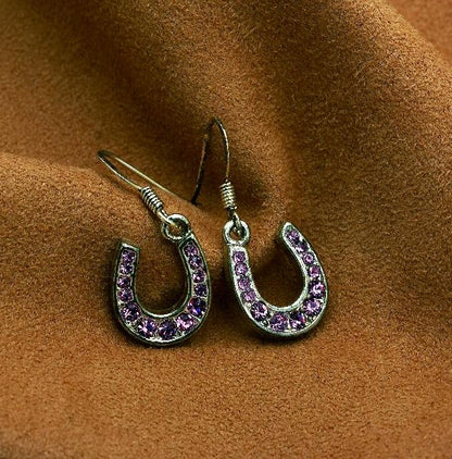 Rhinestone Horseshoe Dangle Earrings
