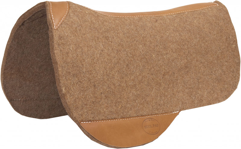 Mustang Tan Wool Trail Riding Pad with Top Grain Wear Leathers