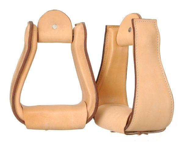 Tough-1 Wide Leather Covered Stirrups