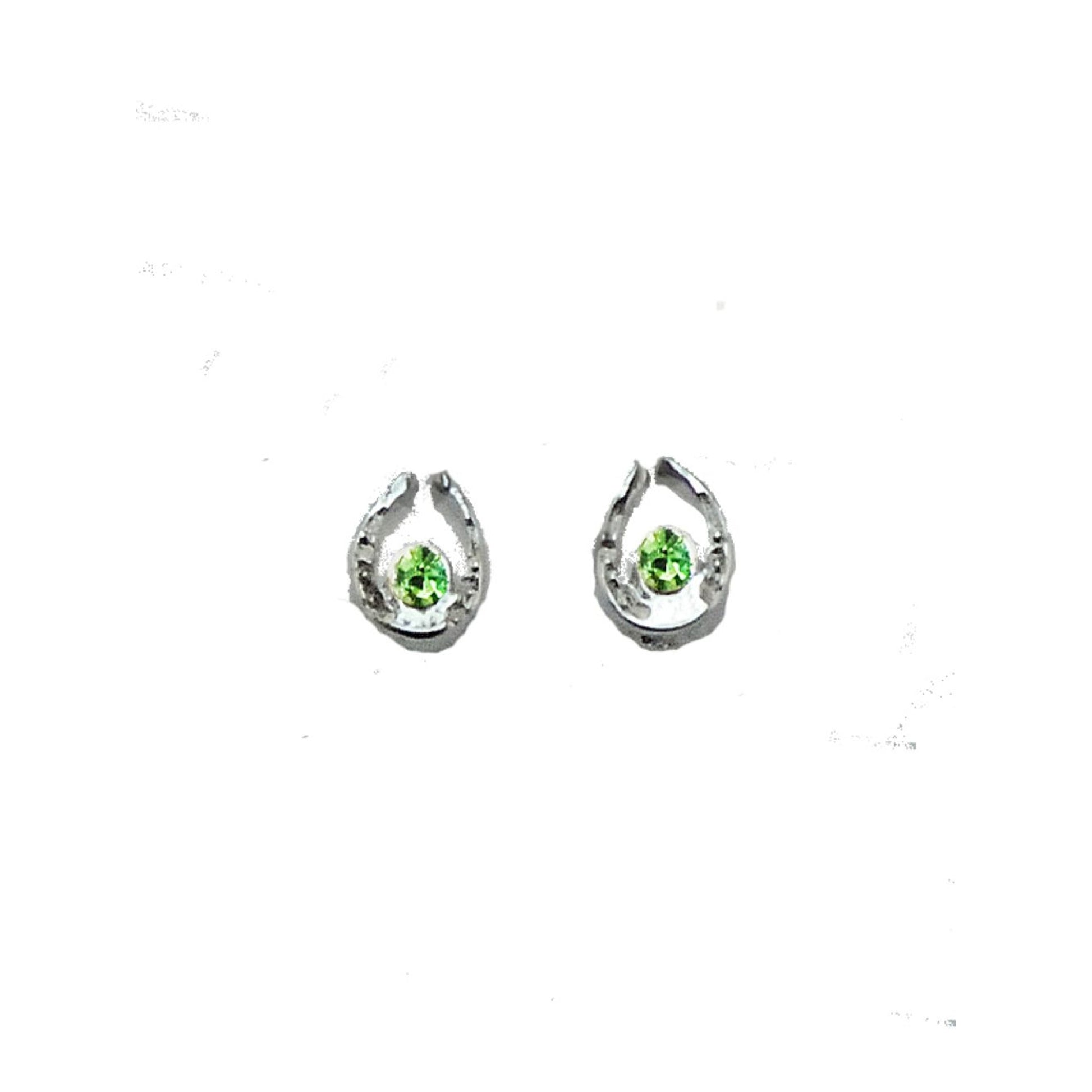Finishing Touch Mini Horseshoe CZ Birthstone Earrings - Silver Finish