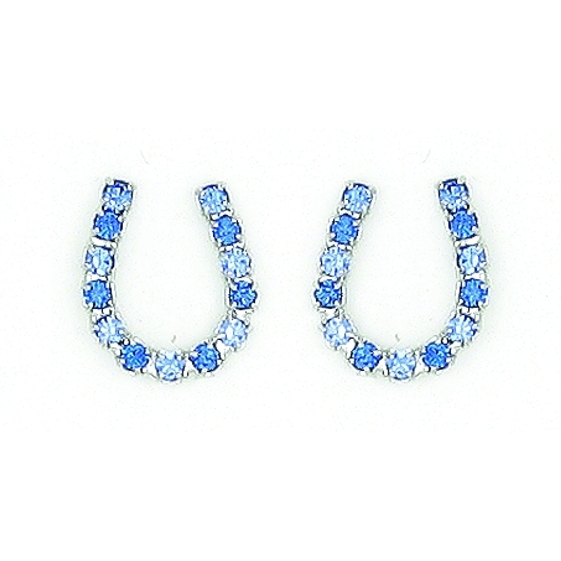 Finishing Touch Blue Rhinestone Horseshoe Earrings