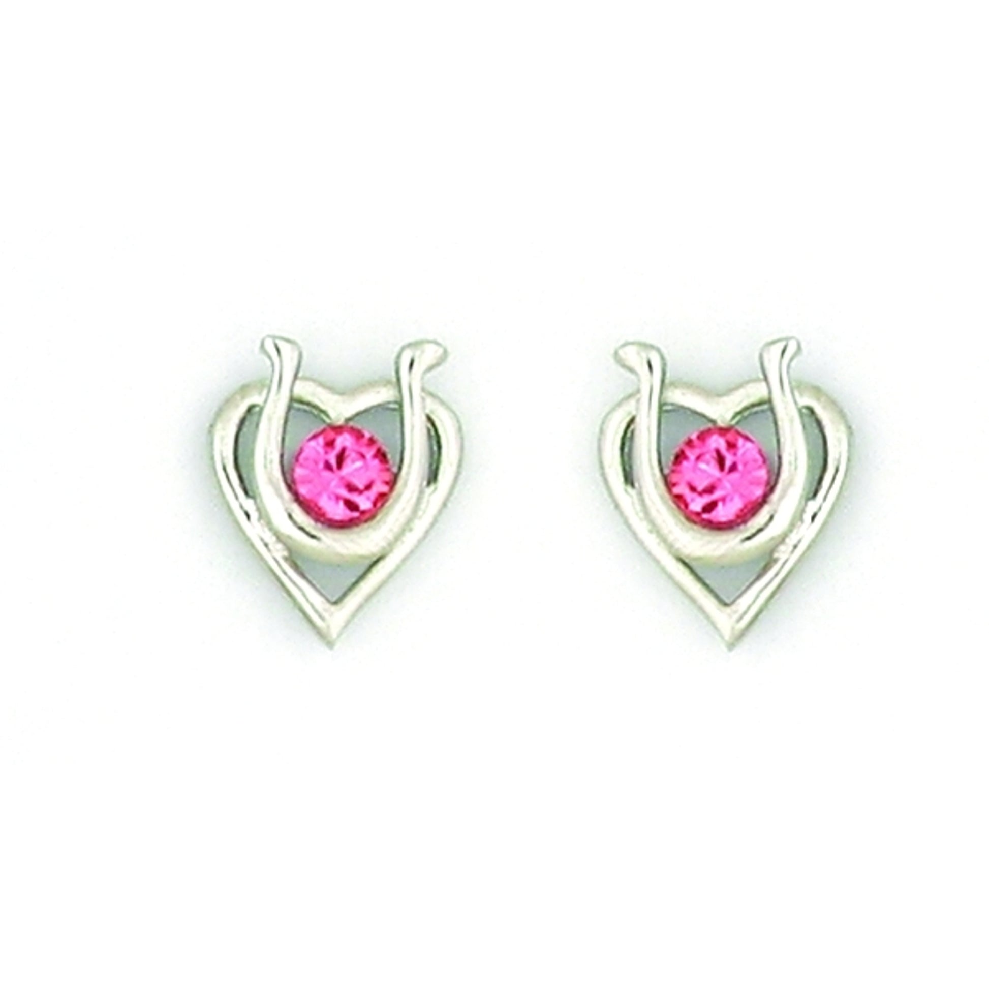 Finishing Touch Heart with Horseshoe Earrings - Pink Swarovski