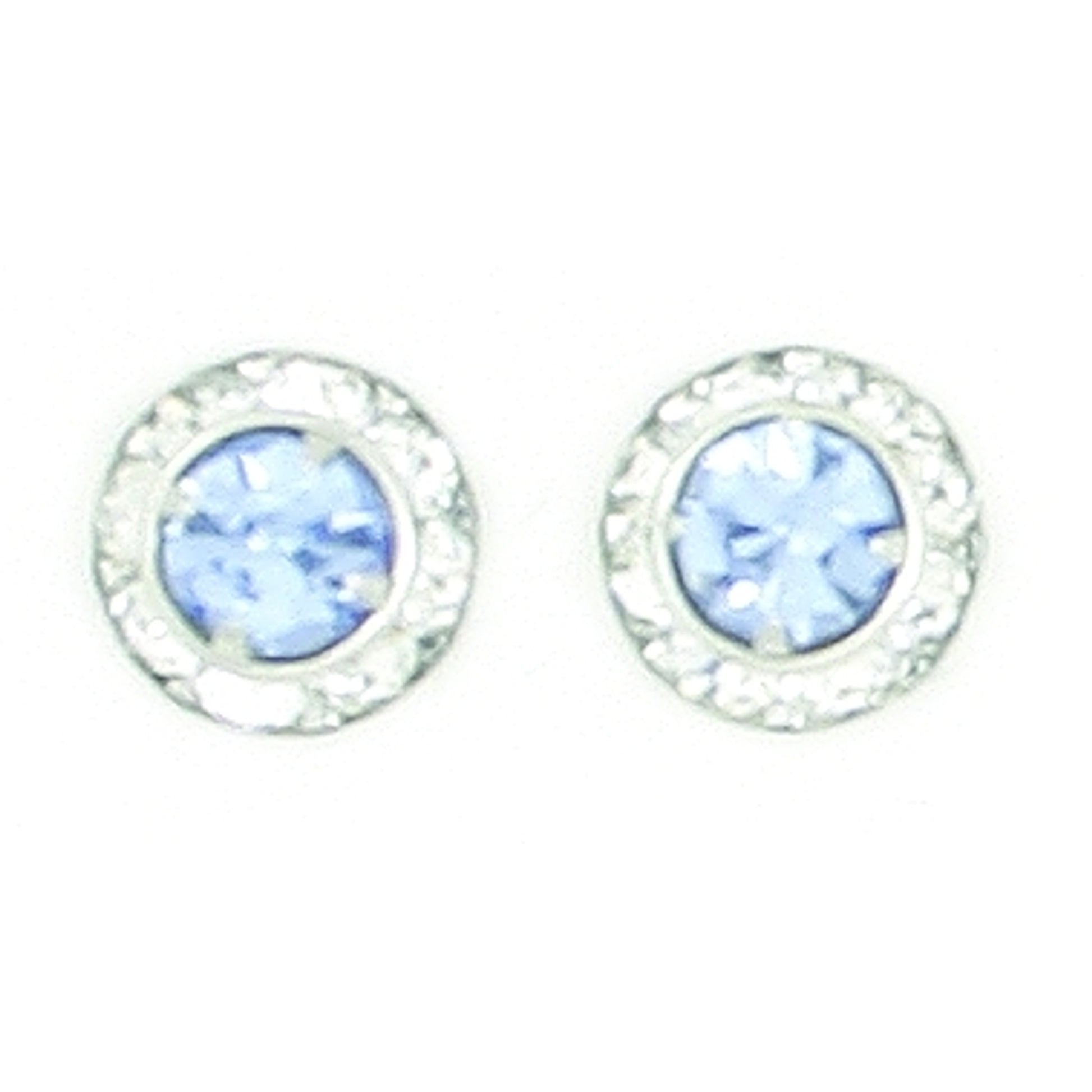 Finishing Touch Crystal Rondelle Earrings - Light Sapphire - Rhodium