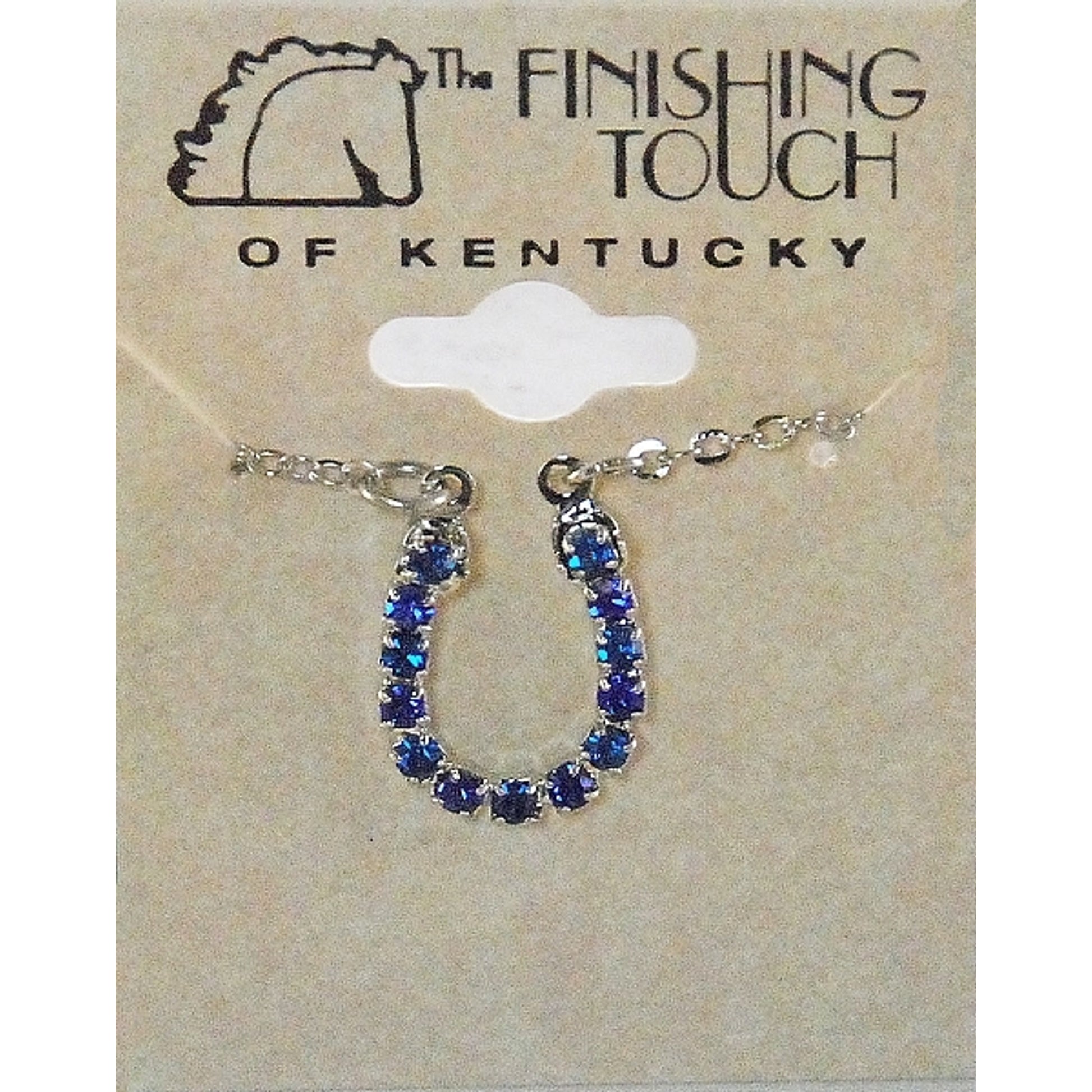 Finishing Touch Blue Rhinestone Horseshoe Necklace