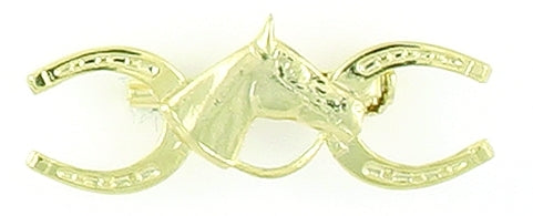 Finishing Touch Double Horseshoe with Horse Head Stock Pin