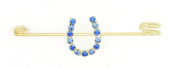 Finishing Touch Blue 2-Tone Rhinestone Horseshoe Stock Pin