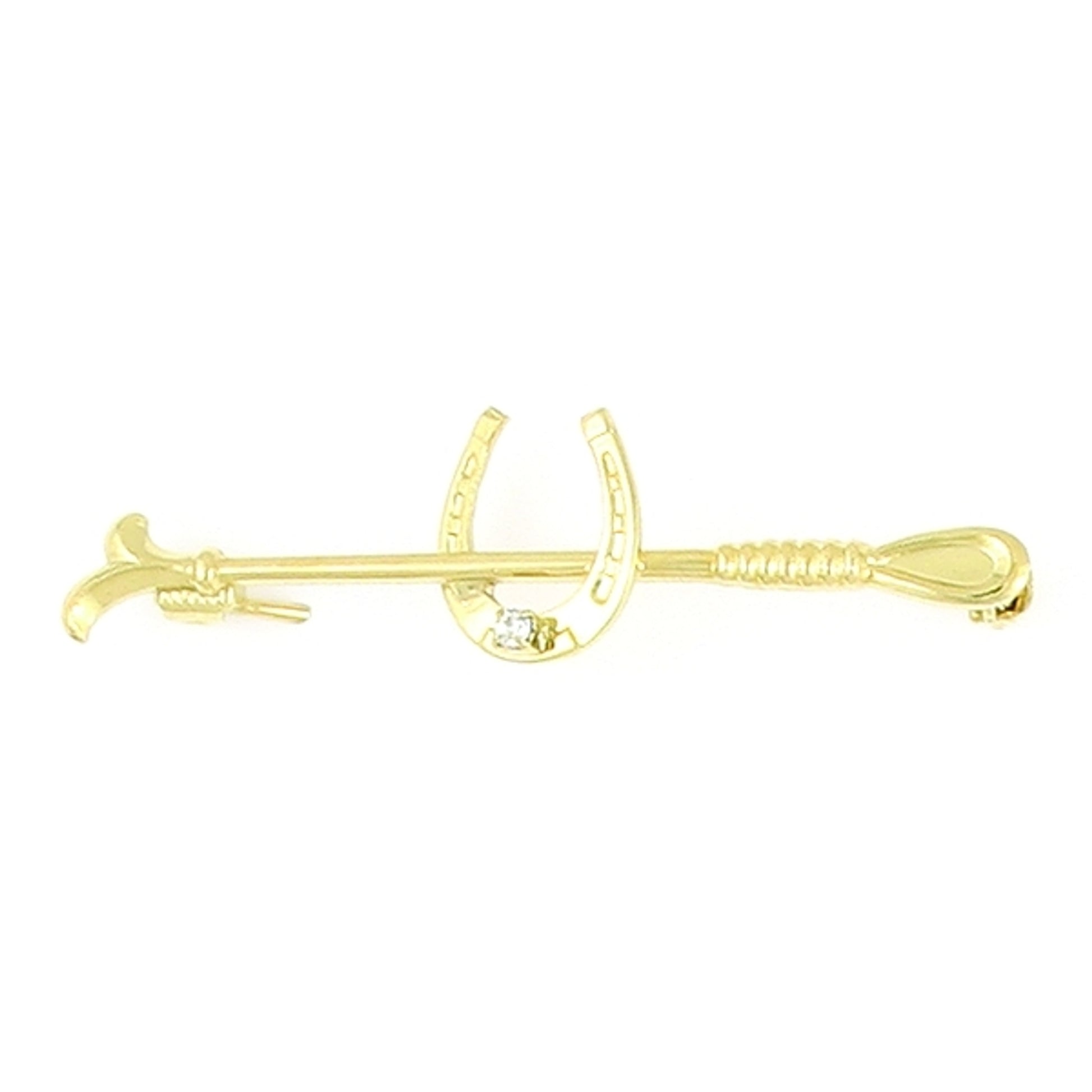 Finishing Touch Riding Crop with Horseshoe And Stone Gold