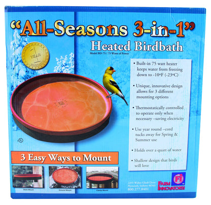 Farm Innovators All Seasons 3-In-1 Heated Birdbath