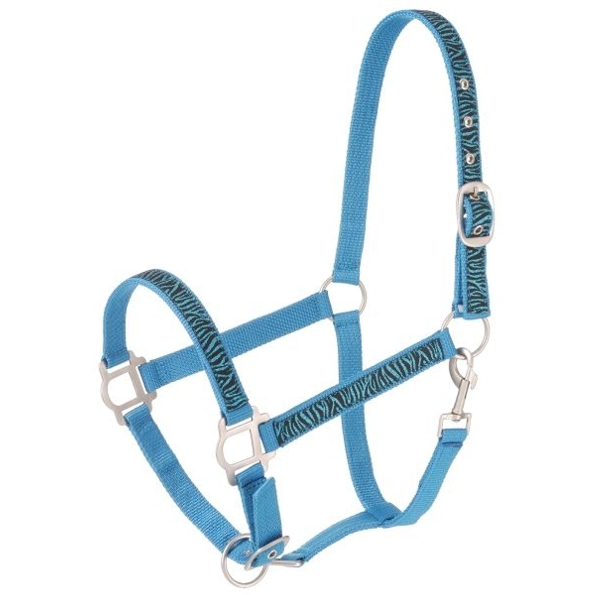 Nylon Halter with Glittery Zebra Print & Satin Hardware