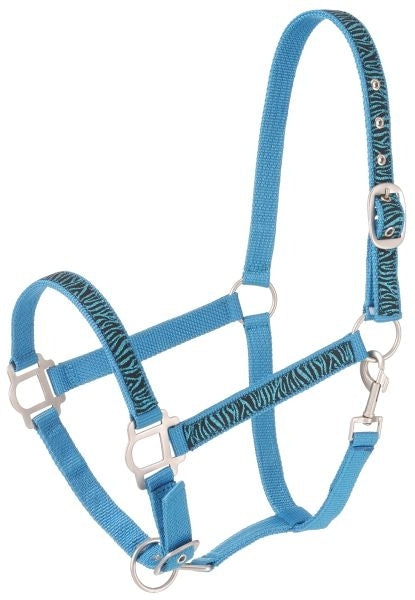 Nylon Halter with Glittery Zebra Print & Satin Hardware