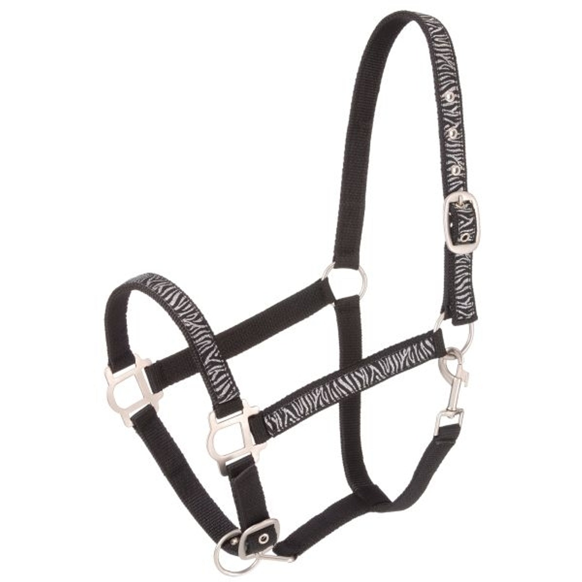 Nylon Halter with Glittery Zebra Print & Satin Hardware