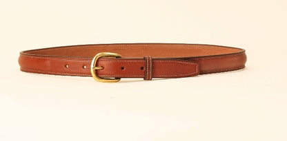 Tory Leather 1" Raised Leather Belt with Brass Buckle