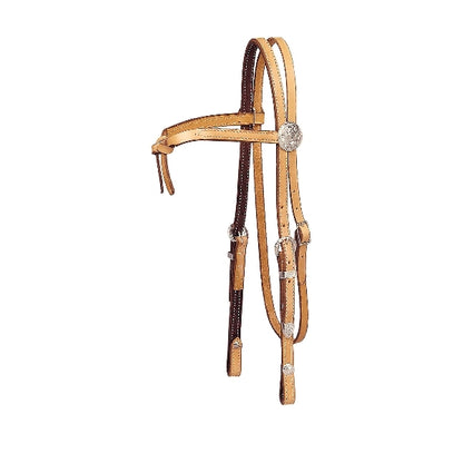 Tory Leather Brow Knot Headstall - 3-Piece Silver Buckle Set