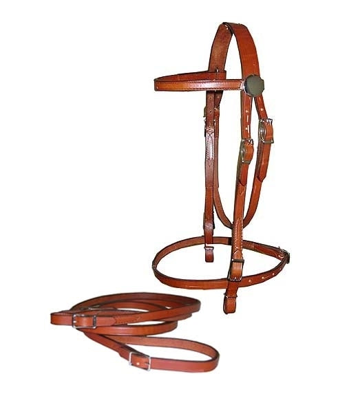 Tory Leather Browband Bridle & Reins Filling - Buckle Bit Ends