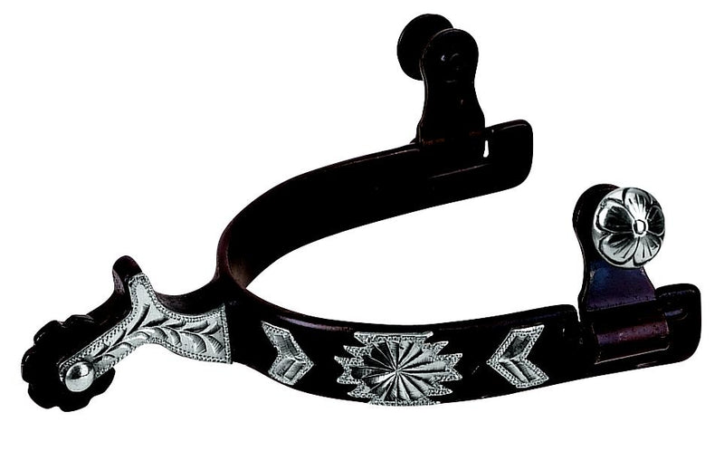 Weaver Leather Men's Chap Guard Spurs With Engraved German Silver Trim