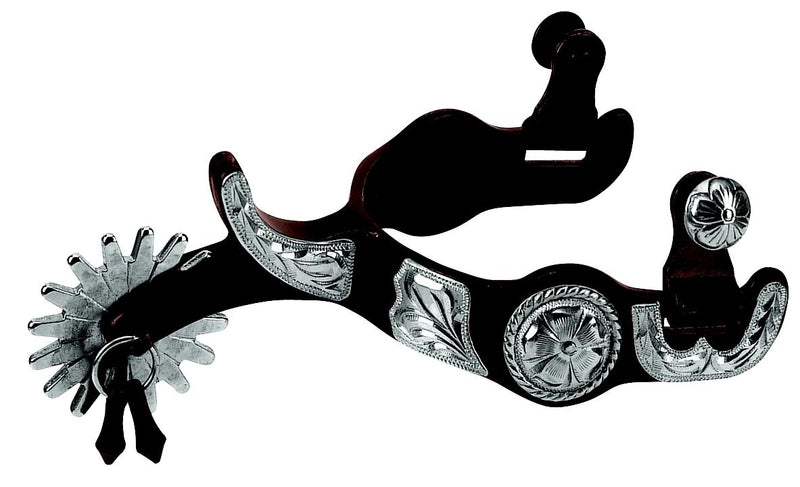 Weaver Leather Men's Chap Guard Spurs With Engraved German Silver Trim
