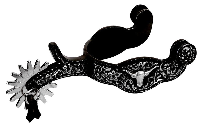 Weaver Leather Mens' Spurs With Engraved Floral & Longhorn Accent