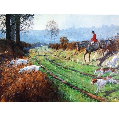 Crossing the Lane (Fox Hunting) Blank Greeting Cards - 6 Pack