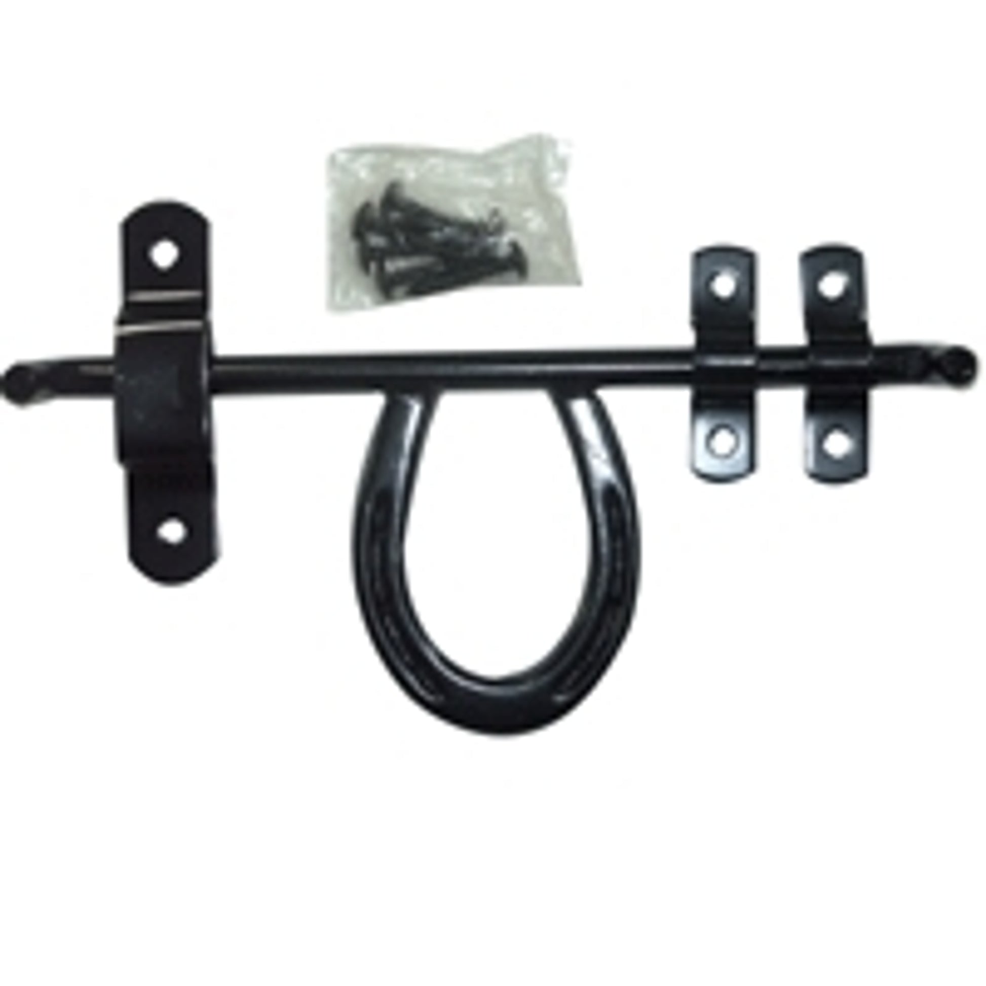 Fancy Barn Door Latch Black enameled steel. Includes all hardware
