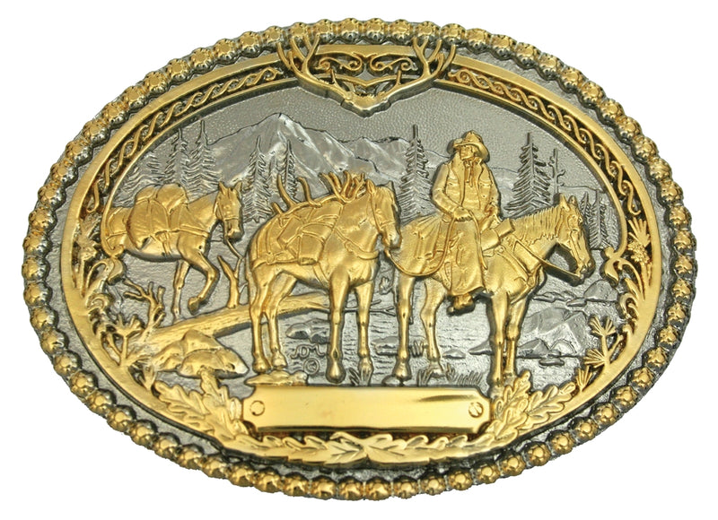 Montana Silversmiths Pack Horses and Rider Two Tone Attitude Belt Buckle