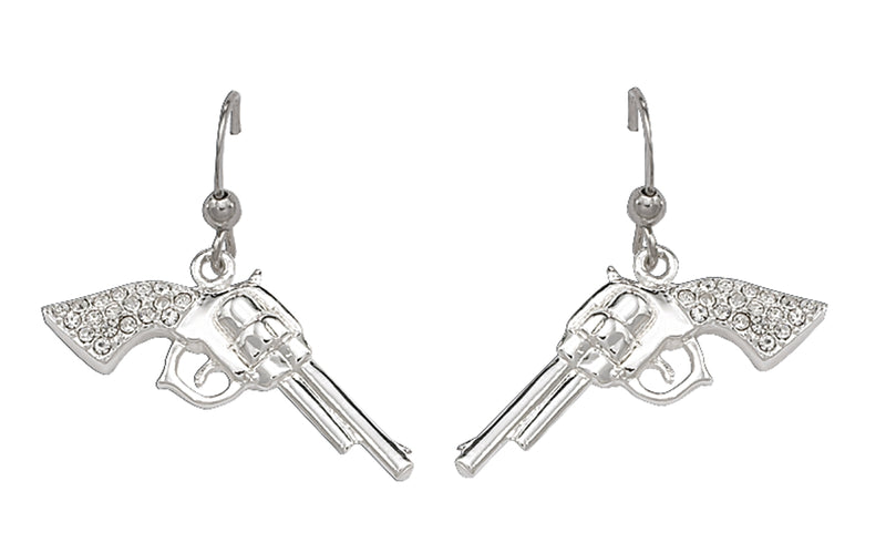 Montana Silversmiths Cowgirl Pistols Rhinestone Handle Drop Earrings
