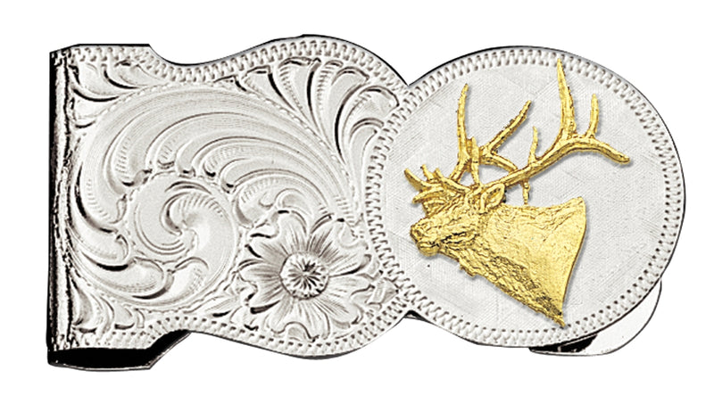Montana Silversmiths Elk Head Scalloped Money Clip