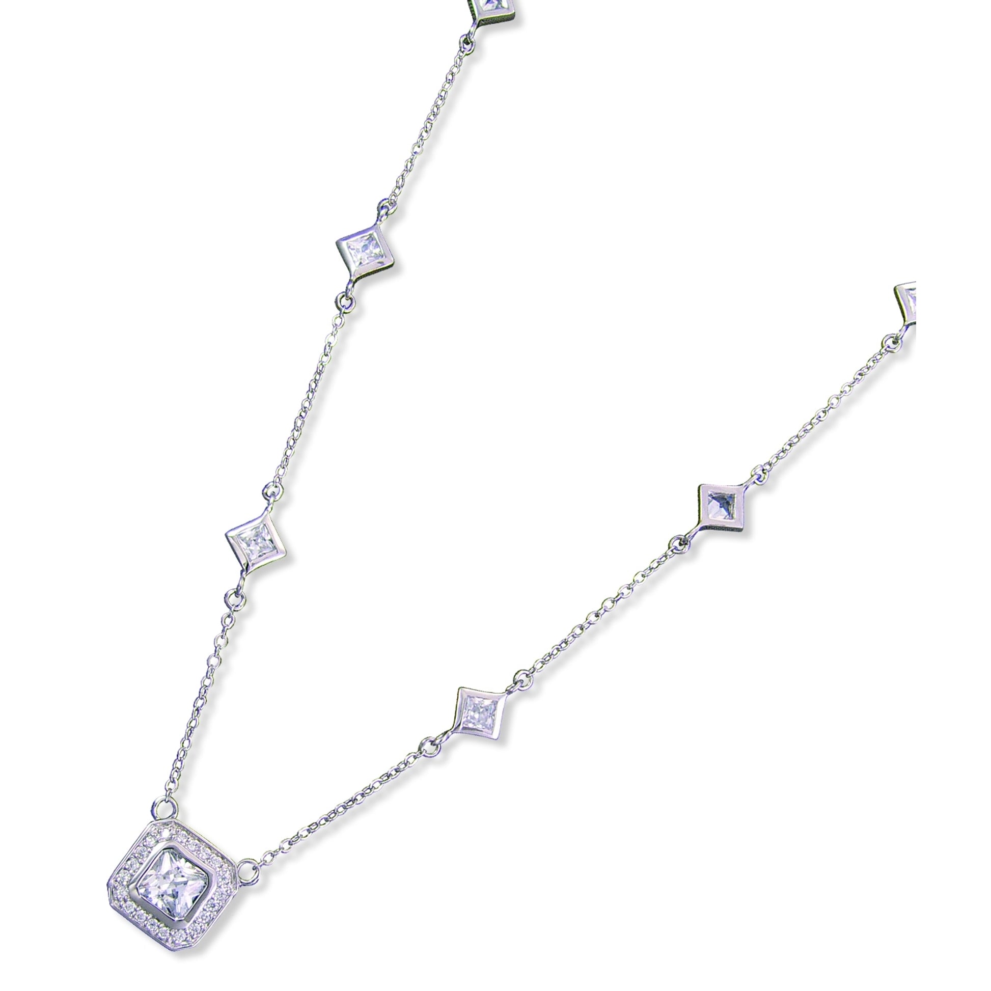 Kelly Herd .925 Sterling Silver Square Clear Pendant