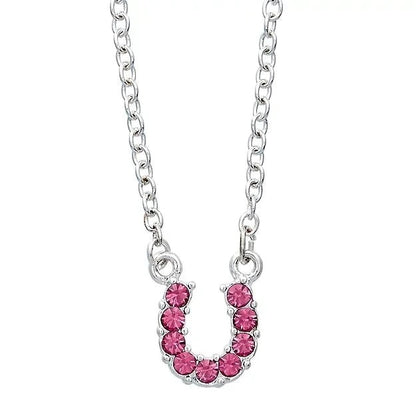AWST Int'l Rhinestone Horseshoe Necklace with Horse Head Gift Box