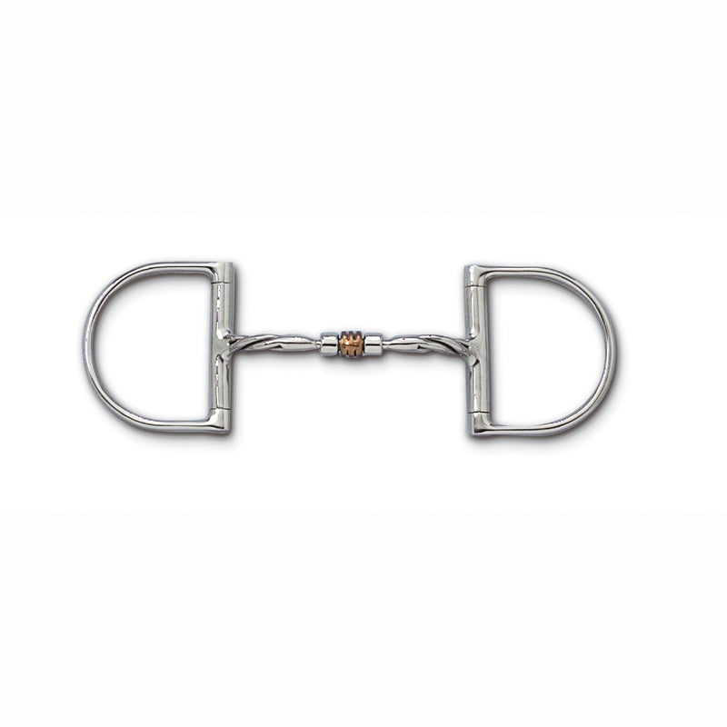 Myler Level 1 English Dee Twisted Comfort Snaffle Copper Roller Bit With O Hooks
