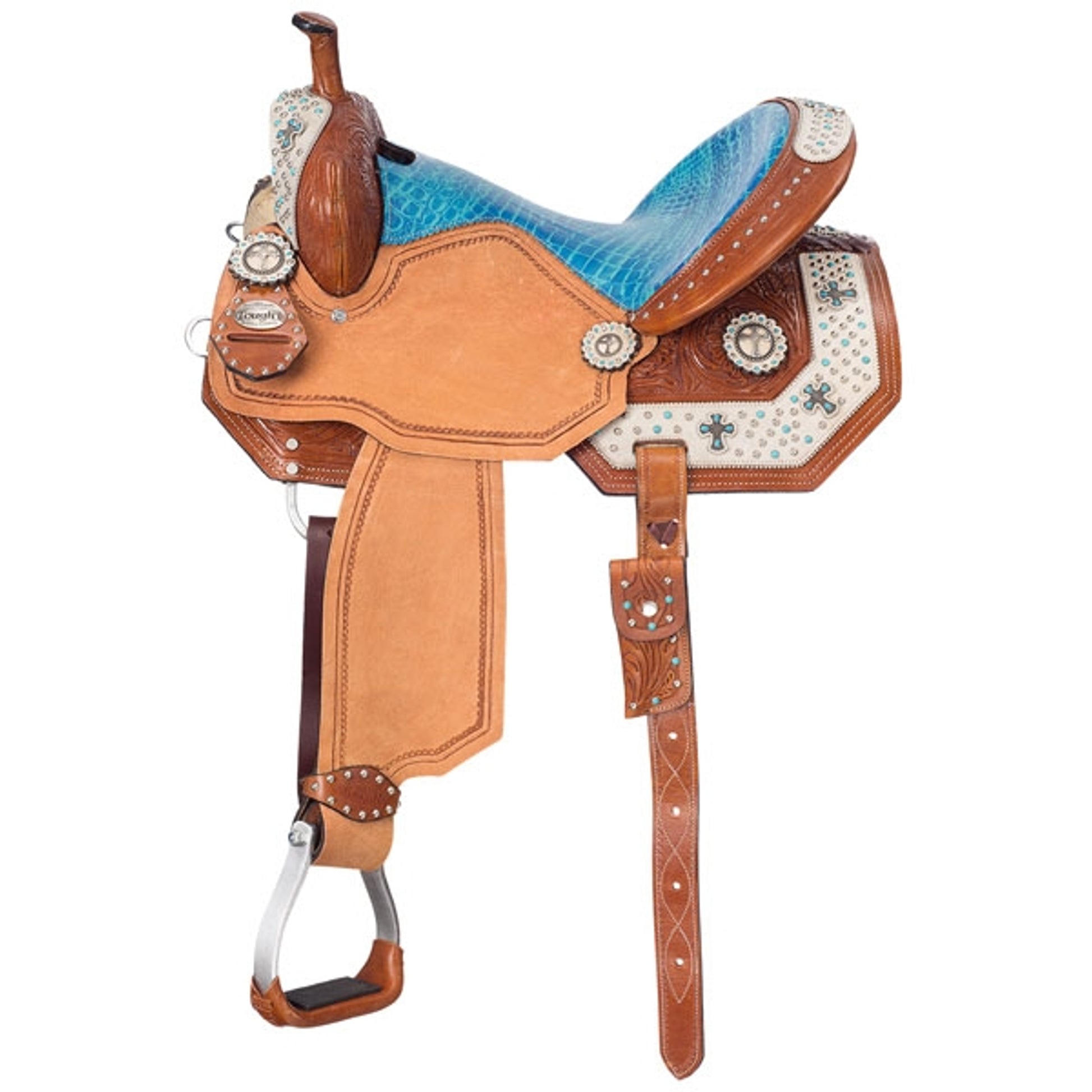 Silver Royal Desert Hope Barrel Saddle with White Hair Overlay