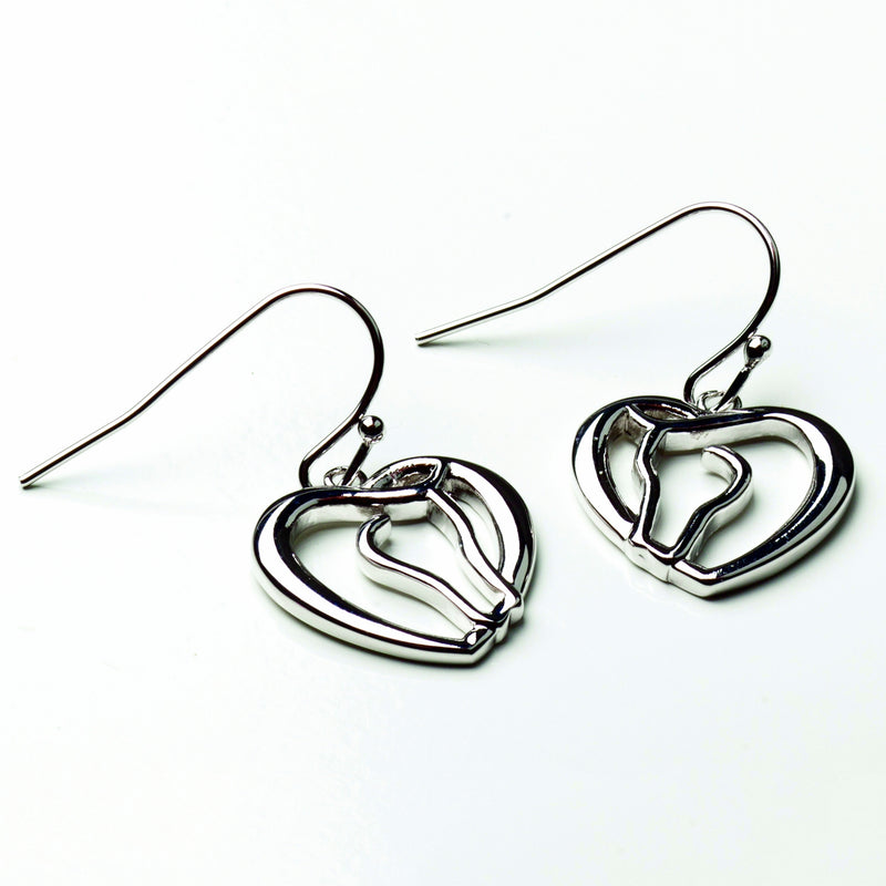Horse Head as Heart Earrings