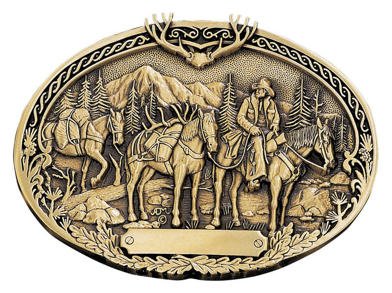 Montana Silversmiths Pack Horses And Rider Brass Heritage Attitude Belt Buckle